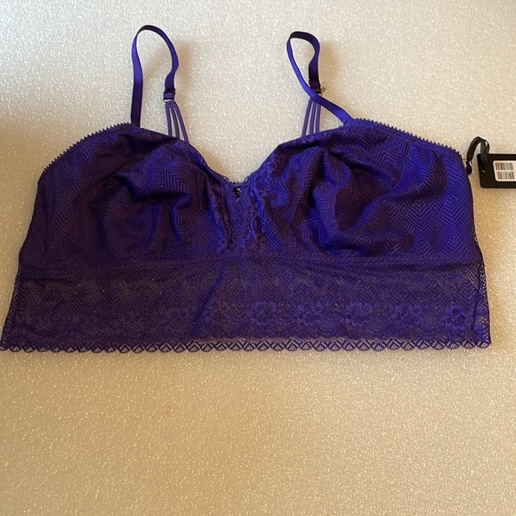 [3X] Ashley Graham lingerie - Purple stretchy/lace bralette - Tri Strap back - Picture 3 of 9